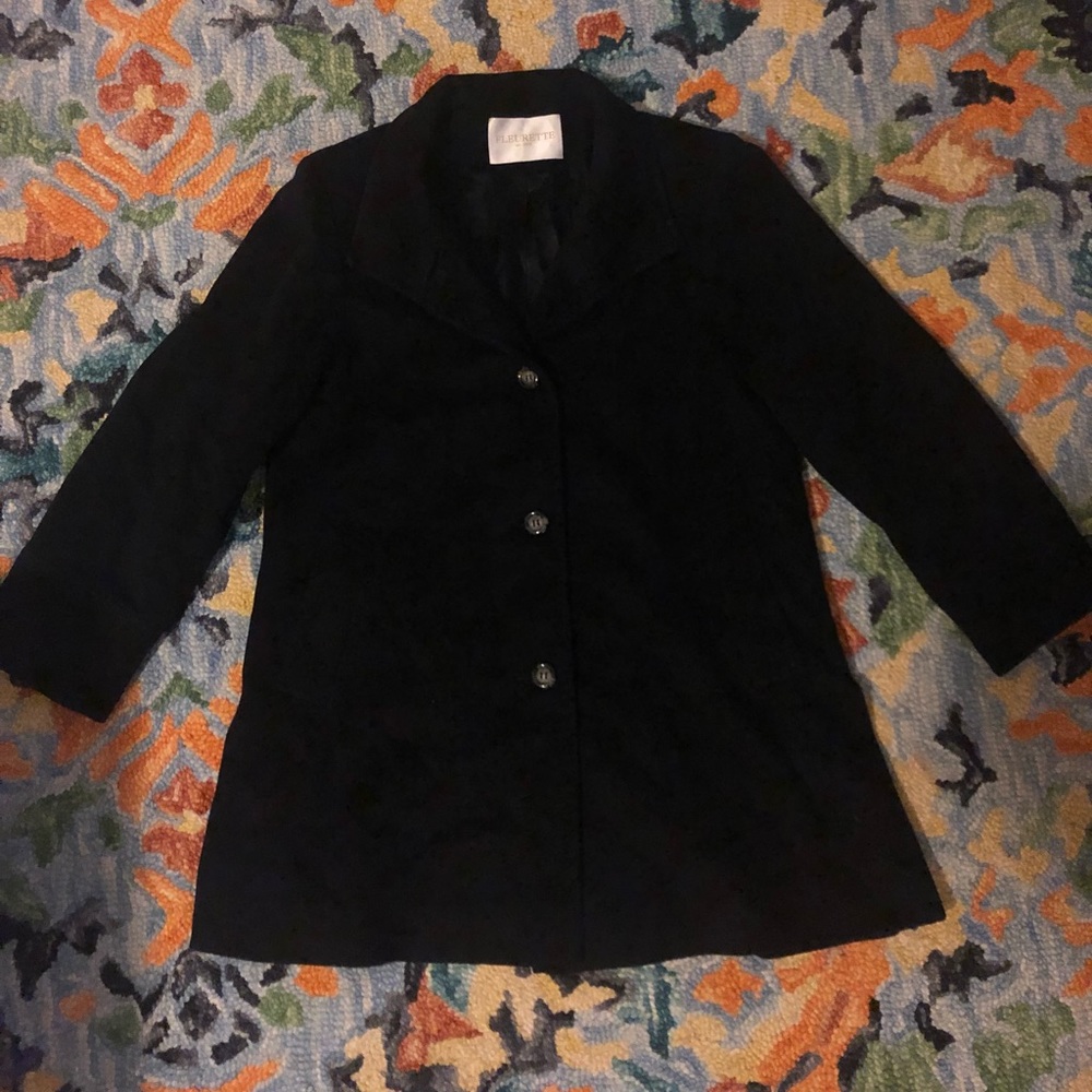 Black Wool Fleurette Coat